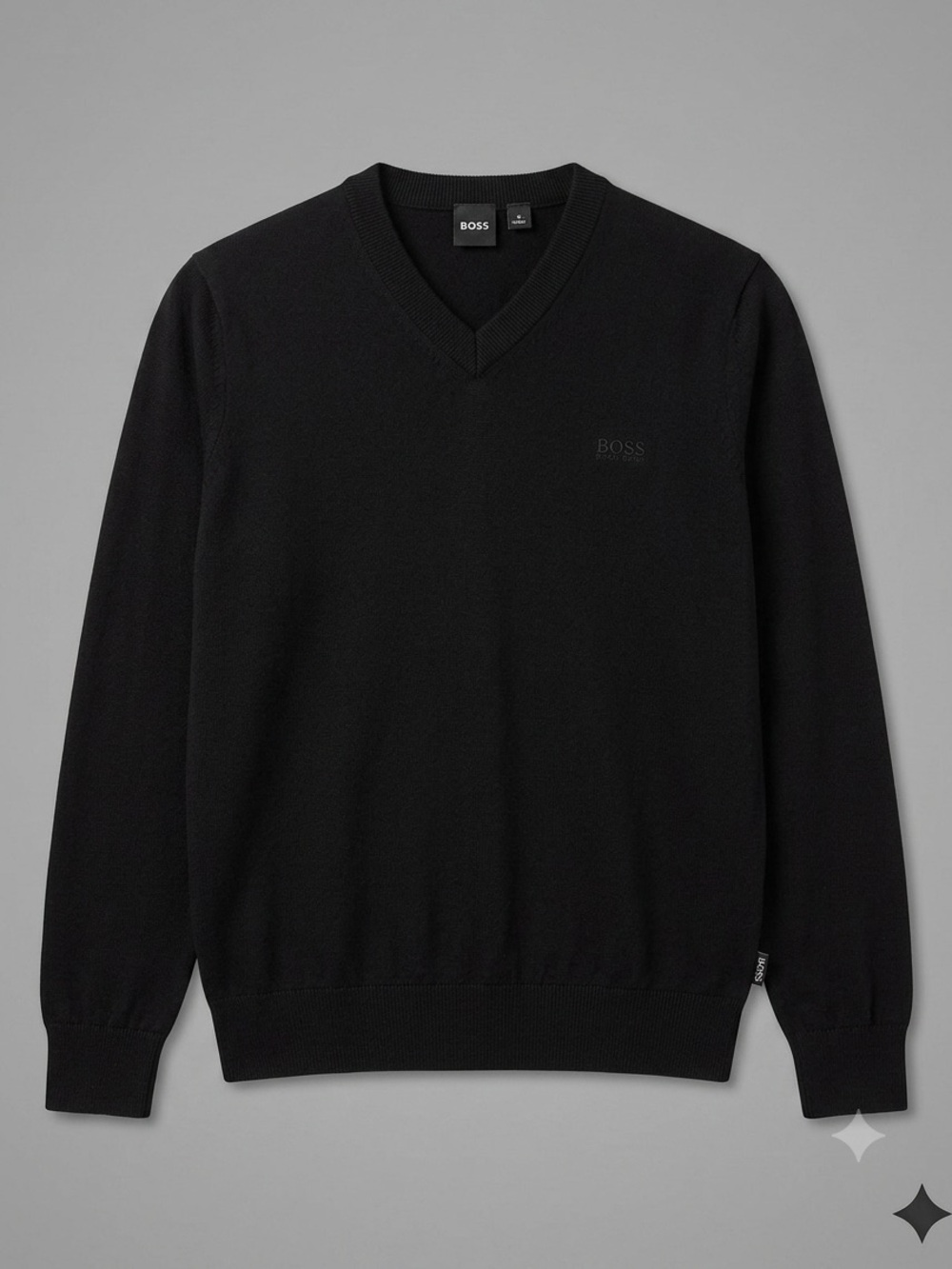 BOSS Men's Black V-Neck Knit Sweater